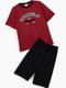 Піжама бордово-чорна: футболка та шорти | 6741703 | фото 7
