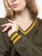 Пуловер однотонний кольору хакі | 6740290 | фото 4