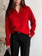 Вовняний червоний пуловер у стилі поло | 6759205 | фото 4