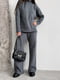 Костюм серый с ровными брюками и удлиненным свитером с разрезами в боках | 6759214 | фото 5