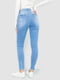 Голубые джинсы скинни с потертостями | 6759255 | фото 4