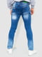 Синие джинсы с имитацией латок | 6759264 | фото 4