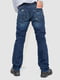 Синие прямые джинсы с потертостями | 6759275 | фото 4