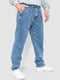 Голубые свободные джинсы с карманами | 6759281 | фото 3