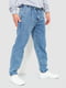 Голубые свободные джинсы с карманами | 6759282 | фото 3
