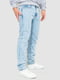 Блакитні класичні джинси із п'ятьма кишенями | 6759285 | фото 3