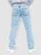 Блакитні класичні джинси із п'ятьма кишенями | 6759285 | фото 4