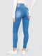 Синие джинсы скинни с потертостями | 6759293 | фото 4