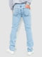 Блакитні класичні джинси з п'ятьма кишенями | 6759297 | фото 4
