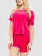 Розовый велюровый костюм: футболка и шорты | 6759302 | фото 3