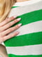 Свободный бело-зеленый джемпер в полоску с коротким рукавом | 6759329 | фото 5