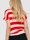 Вільний біло-червоний джемпер у смужку з коротким рукавом | 6759331 | фото 4