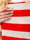 Вільний біло-червоний джемпер у смужку з коротким рукавом | 6759331 | фото 5
