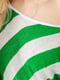 Бело-зеленый удлиненный джемпер с приспущенным рукавом | 6759335 | фото 5