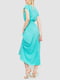 Легка бірюзова сукня довжини міді в квітковий принт. | 6759489 | фото 4
