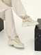 Бежевые кожаные кроссовки с текстильной вставкой | 6759712 | фото 4