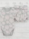 Комплект зі стрейч-куліру “Троянда” на сірому: боді, блумери, повязка | 6760143