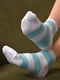 Демісезонні біло-бірюзові шкарпетки в смужку | 6761026 | фото 2
