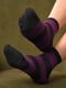Демісезонні чорно-фіолетові шкарпетки в смужку | 6761028 | фото 2