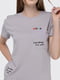 Сіра бавовняна футболка з принтом | 6748397 | фото 2