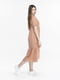 Однотонна сукня А-силуету пудрового кольору з застібкою на гудзики | 6748752 | фото 5