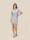 Сіра трикотажна сукня-футболка з написом | 6749562