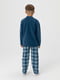 Синя трикотажна піжама: лонгслів і штани в клітинку | 6749566 | фото 2