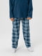 Синя трикотажна піжама: лонгслів і штани в клітинку | 6749566 | фото 7