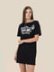 Сукня-футболка чорна з принтом "Weekend vibes" | 6749698 | фото 2
