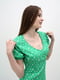 Зелена сукня А-силуету з оборкою та рукавом-ліхтариком | 6749747 | фото 2