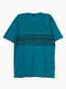 Бавовняна футболка бірюзового кольору з смужками | 6750020 | фото 7