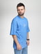 Блакитна бавовняна футболка з принтом | 6750551 | фото 2