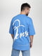 Блакитна бавовняна футболка з принтом | 6750551 | фото 3