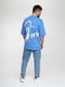 Блакитна бавовняна футболка з принтом | 6750551 | фото 6