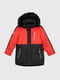 Червоно-чорна куртка з капюшоном з хутряним оздобленням | 6748804 | фото 7