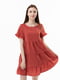 Червона сукня А-силуету з круглою горловиною та оборками | 6748850