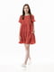 Червона сукня А-силуету з круглою горловиною та оборками | 6748850 | фото 2