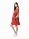 Червона сукня А-силуету з круглою горловиною та оборками | 6748850 | фото 5