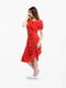 Червона сукня А-силуету в квітковий принт з коротким рукавом на манжеті | 6749171 | фото 5