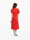 Червона сукня А-силуету в квітковий принт з коротким рукавом на манжеті | 6749171 | фото 6