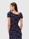 Синя сукня А-силуету з квітковим принтом та розрізом спереду | 6749350 | фото 2