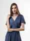 Синя сукня А-силуету з поясом на талії | 6749449 | фото 4