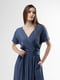 Синя сукня А-силуету з поясом на талії | 6749449 | фото 5