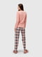 Рожева бавовняна піжама: лонгслів і штани | 6749677 | фото 2