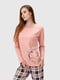 Рожева бавовняна піжама: лонгслів і штани | 6749677 | фото 4