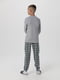 Сіра піжама: лонгслів з принтом і штани | 6749721 | фото 2