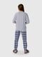 Сіра піжама: лонгслів з принтом і штани | 6750372 | фото 2