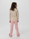 Бавовняна піжама: світшот з принтом і рожеві штани | 6750525 | фото 2