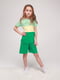 Зелено-жовта бавовняна піжама: футболка і шорти | 6751456 | фото 2
