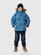 Синя зимова куртка з принтом та капюшоном з хутром | 6751576 | фото 2